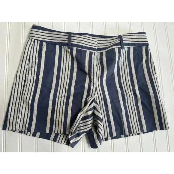 Ann Taylor Factory Ivory/Blue Striped Shorts Women 6.      58 - Picture 1 of 2
